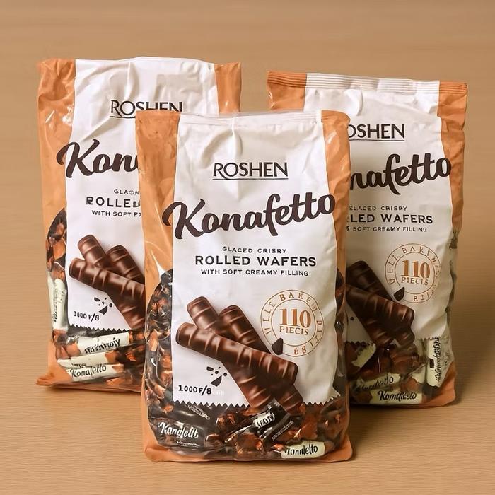 Coklat Konafetto Roshen Rolled Wafer Kemasaan 1kg Asli Saudi Arabia coklat viral cokelat & camilan c