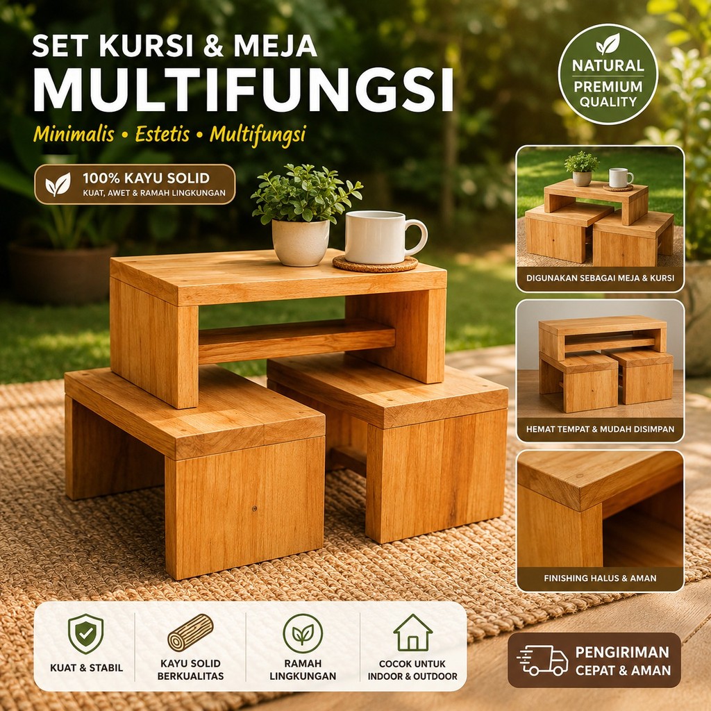 Kursi Jongkok Bahan Kayu Solid ll flitur