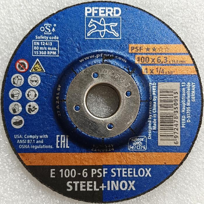 Batu Gerinda E 100-6 PSF STEELOX PFERD  Grinding Wheel Batu Gerinda 4" ( 4 Inch ) / Grinding Disc St