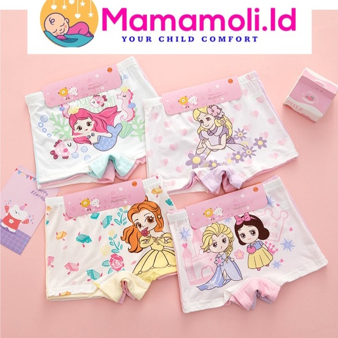 Celana Dalam Anak Perempuan Princess 2 IN 1/ Stella Lou/ Snow White Import Boxer Segitiga/ Kolor Ana