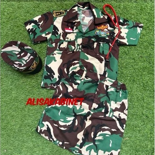Setelan Baju Profesi Karnaval Anak Cewek Loreng PDL TNI