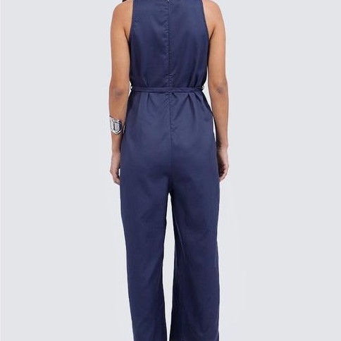 Sartorialele// Et Cetera Round Neck Sleeveless Jumpsuit Dark Blue