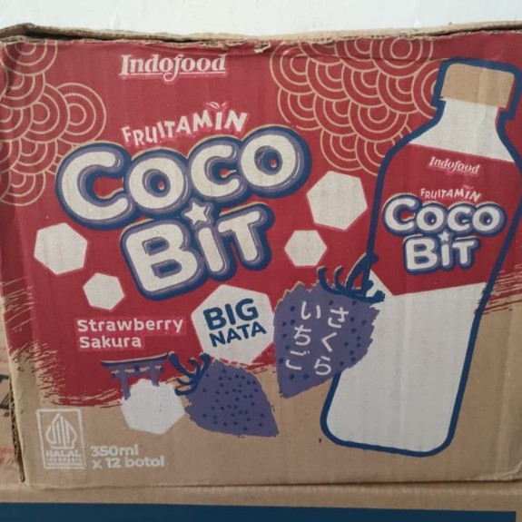 COCOBIT MINUMAN KELAPA RASA STRAWBERRY 1 CTN 12 BOTOL