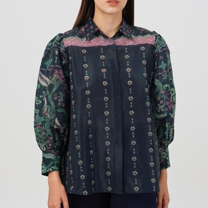 Benang Jarum - Serenity Soiree Organza Shirt - Navy