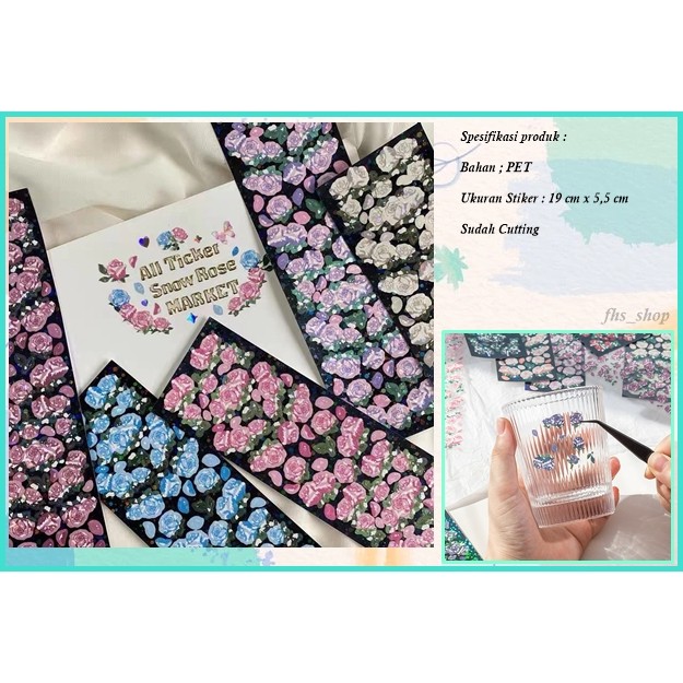 Stiker Hologram Bunga Stiker Bunga Mawar Stiker Hologram Scrapbook Stiker Aesthetic Stiker Lucu
