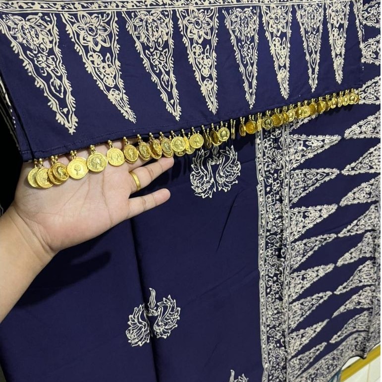 Momsdc Set Kain Batik dan Selendang Tengkuluk Jambi pakai Ronce Koin/kerucut/ekor saluang