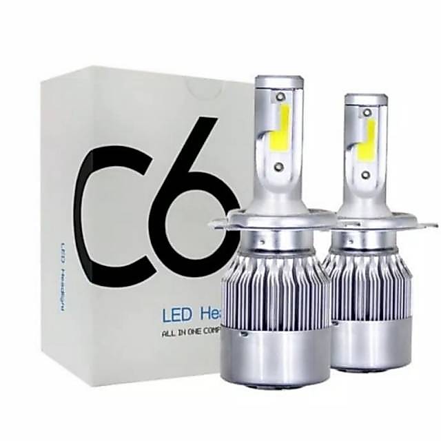Lampu LED H4 C6 6000K untuk Motor dan Mobil, Tembus Hujan dan Kabut