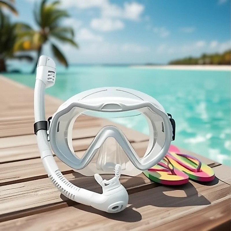 Set kacamata selam snorkeling peralatan snorkeling masker selam kering sepenuhnya kacamata selang pe