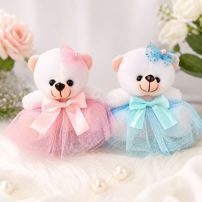 Boneka Bear Mini 12cm - Lembut, Lucu, Warna Putih boneka wisuda boneka buket boneka dress ada pita d