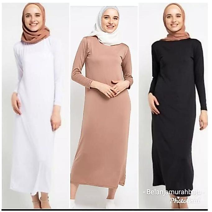 manset gamis polos lengan panjang - inner dress bahan spandek jersey - daleman polos untuk gamiss si
