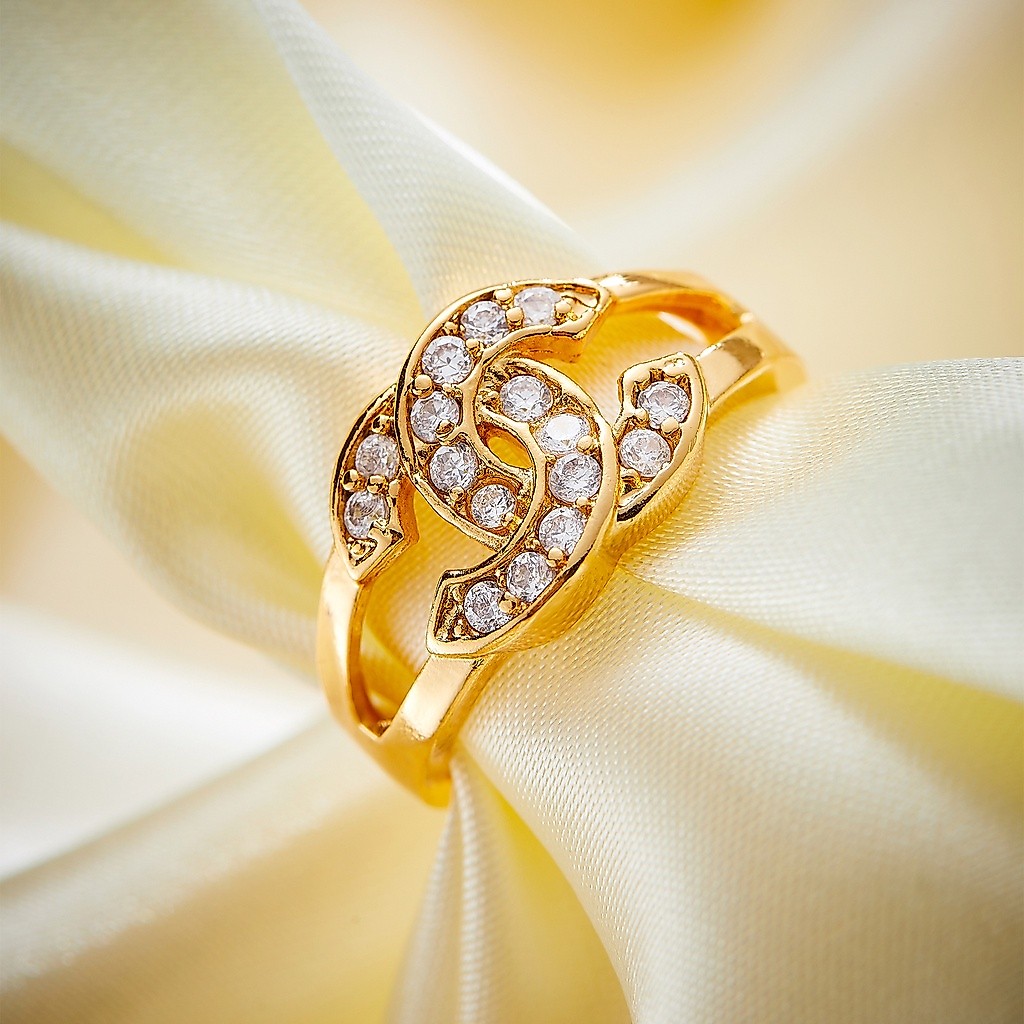 Cincin Titanium Anak Anak Emas Perempuan Laki Laki Insial Kupu Gambar Love Anti Karat Kecil Silver A