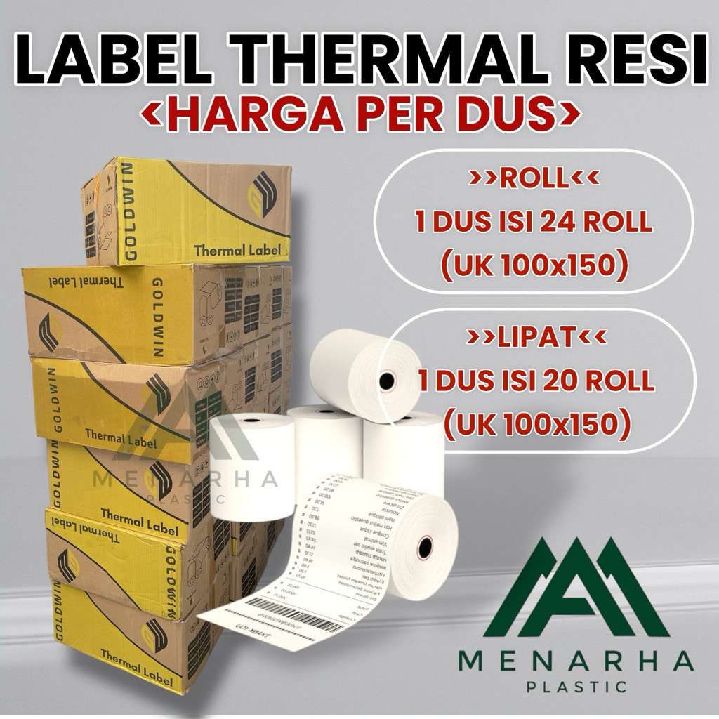 Label Thermal Resi 100x150mm / Sticker Resi Barcode ROLL LIPAT