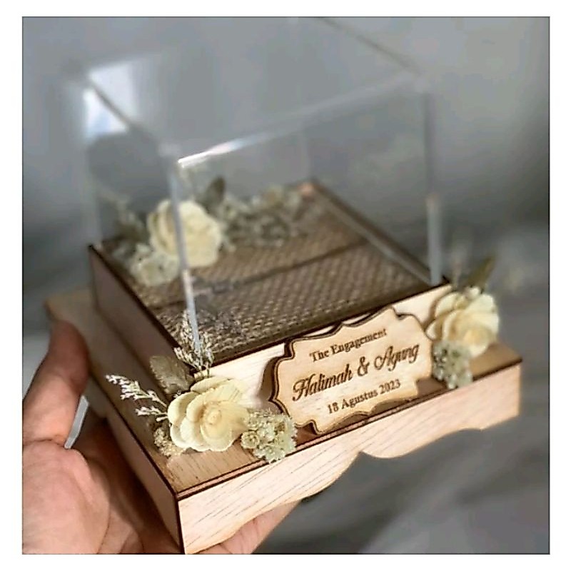 Kotak Cincin Pernikahan | Box Cincin Tunangan | Box Cincin Tutup Akrilik | Box cincinc rustic