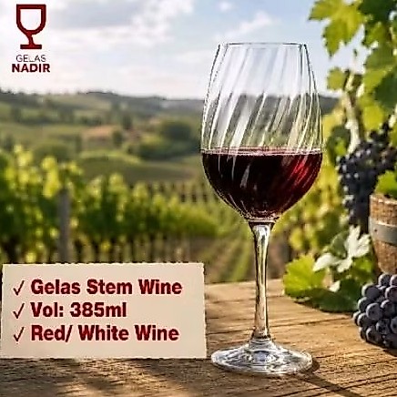 Gelas Red Wine Kaki 385ml (set isi 1pcs) NADIR RV/ Stem Red Wine Glass NADIR RAVENA