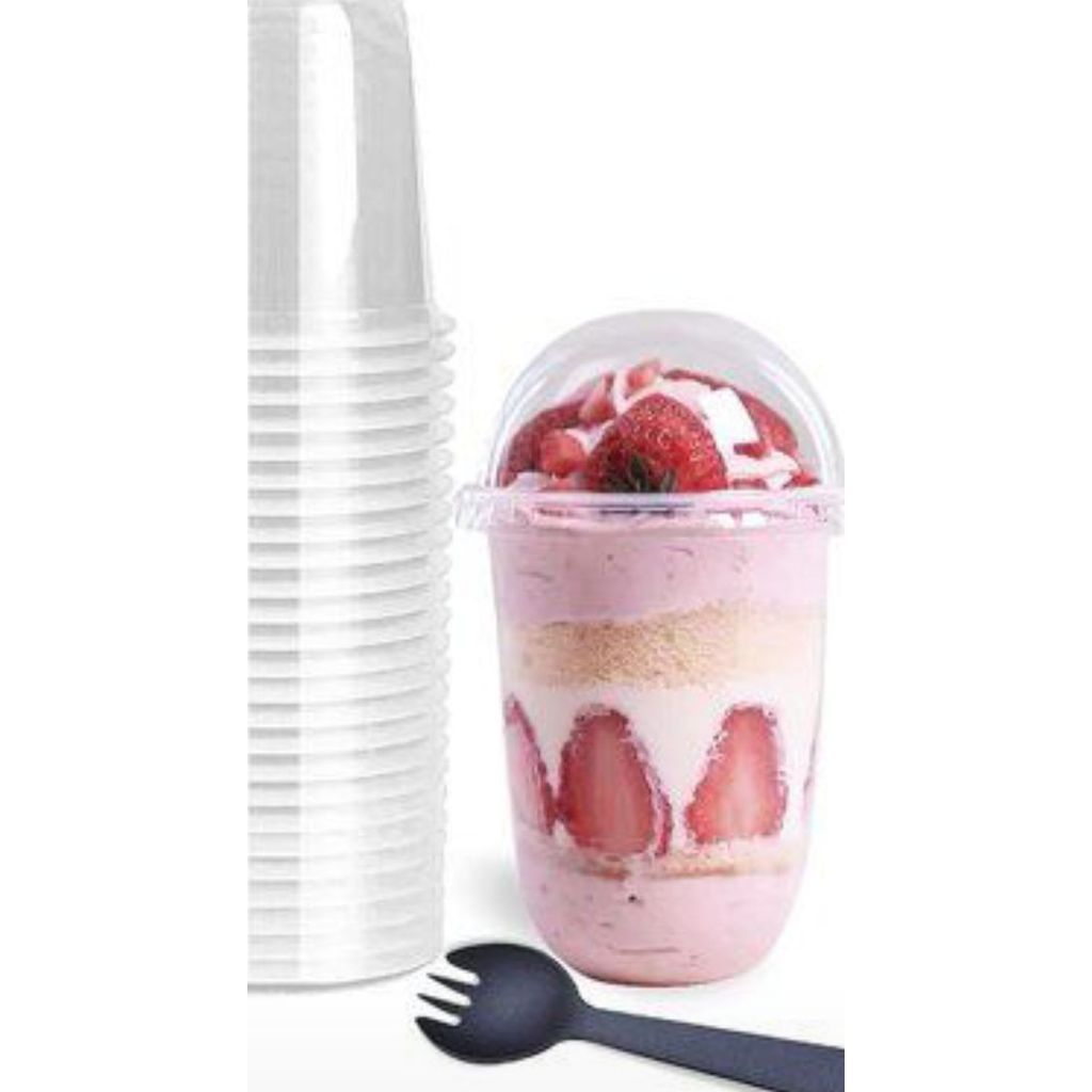 DUNIA DECOR_Cup BSM 16oz Oval (U-Shape) - Gelas Plastik Estetik Minuman Kekinian - Isi 50 pcs tanpa 