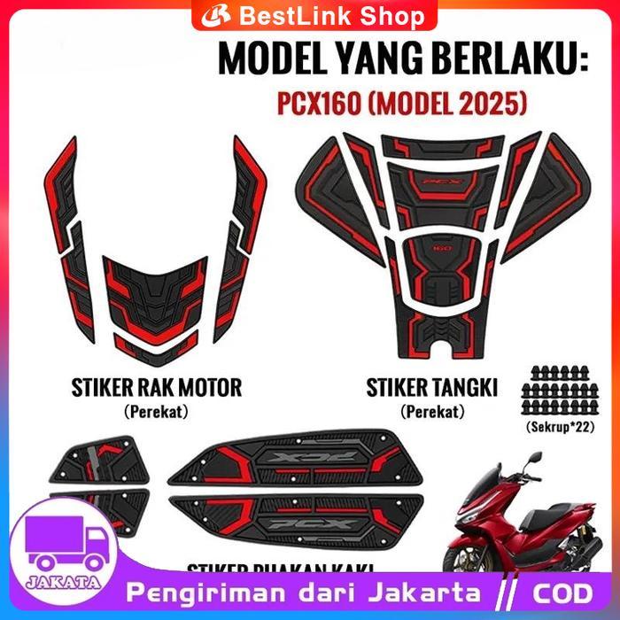 COD Stiker Pelindung Tangki Motor Untuk Honda PCX160 - Stiker Samping Warna Merah, Anti Lecet & Taha