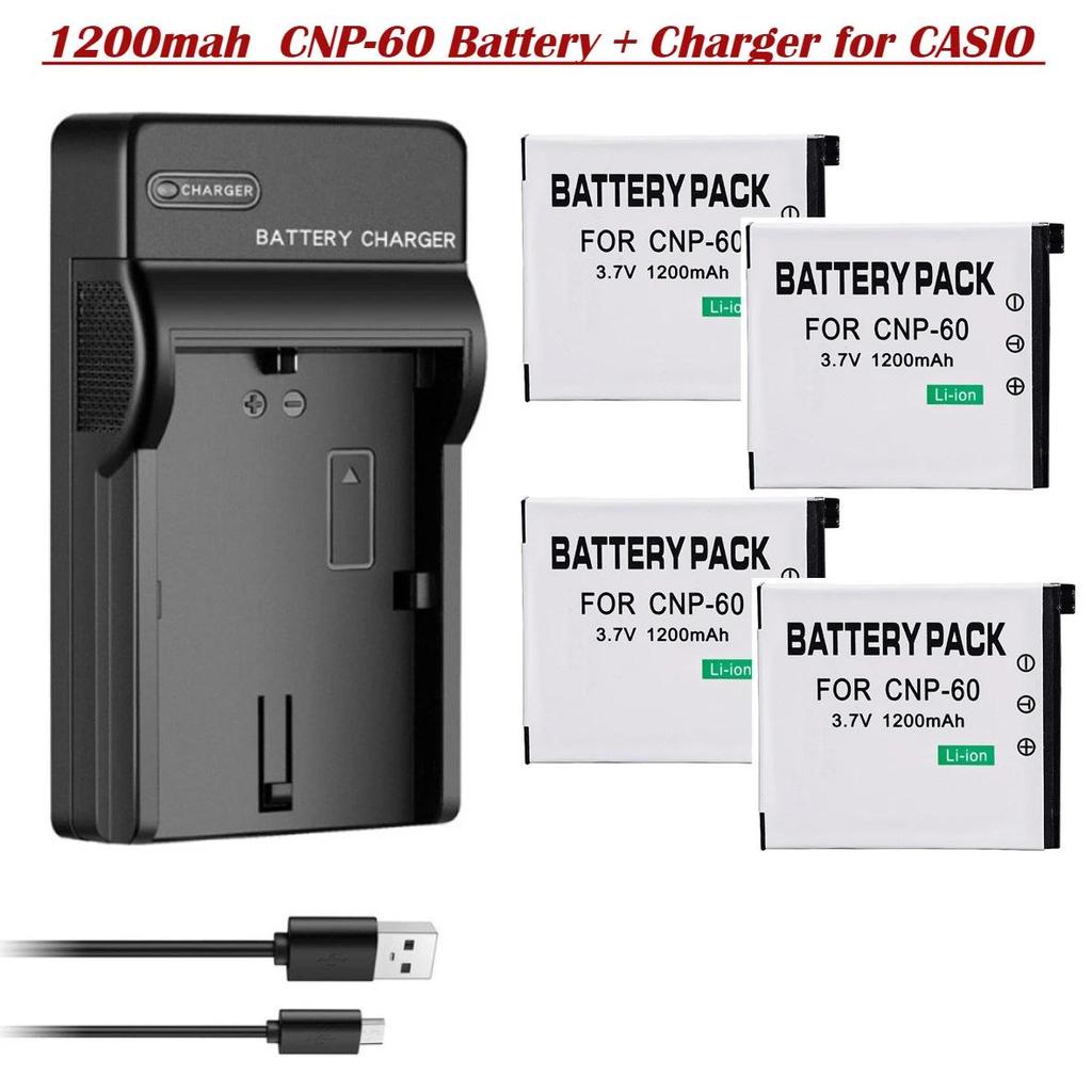 1200mah NP-60 NP60 CNP-60 CNP60 CAS NP60 Camera Battery + Charger for CASIO EX-Z80 S10 Z9 S12 Z20 Z2