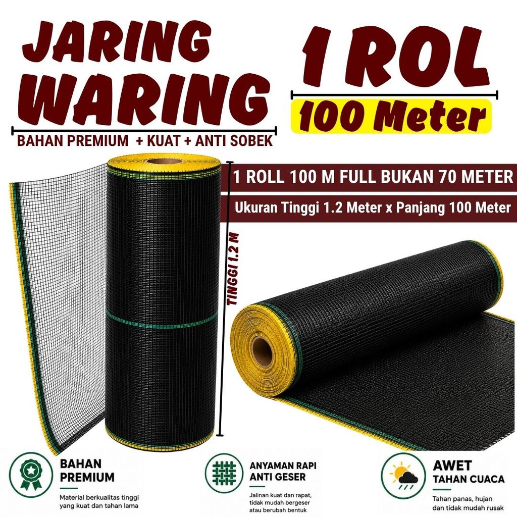Jaring Waring Ukuran 100 M x 120 CM / Jaring Waring Pagar Kebun / Sekat Kolam / Pagar Ayam