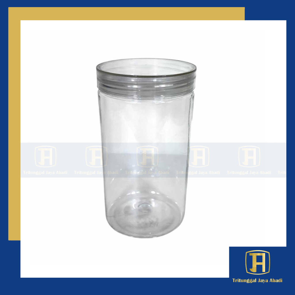 Toples Silinder 1000ml PET Tutup Bening - Toples Plastik Bening Serbaguna Kapasitas Besar