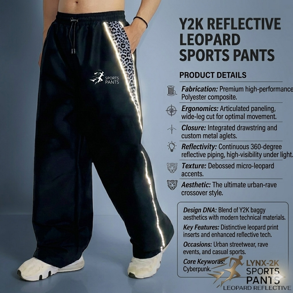 9 S S CELANA official Tokoo Nline Celana Leopard Celana Baggy Pants Reflektif Y2K Celana Panjang Pri