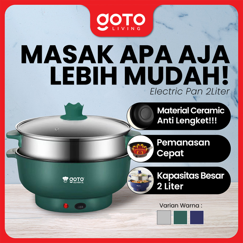 Goto Oliver Electric Pan 2L Fry Pan Portable Panci Listrik Serbaguna