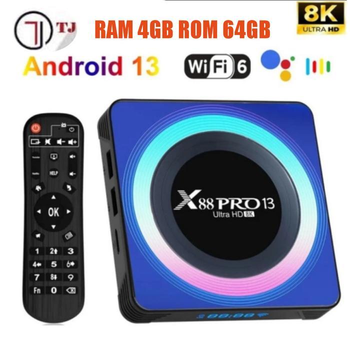 Tjbox Android Tv Box X88 Pro 13 4GB/64GB RK3528 Quad-Core Cortex-A53 - Standar