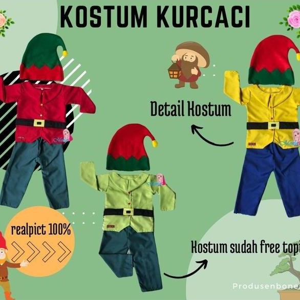 Baju Kurcaci Photoshoot Anak / Kostum 7 Kurcaci Snow White / Karakter