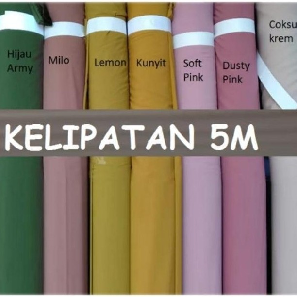 [5 Meter] Kain Wolfis Woolpeach  Kain Meteran Wolvis Monalisa Polos Bahan Gamis Abaya Setcel Kerudun