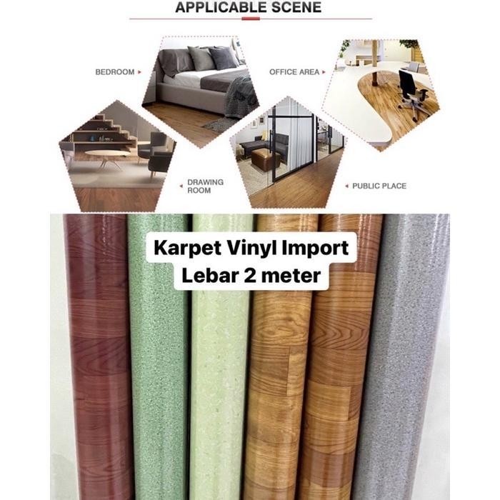 "New" KARPET VINYL LANTAI IMPORT MOTIF KAYU / MARMER LEBAR 2m 2 meter
