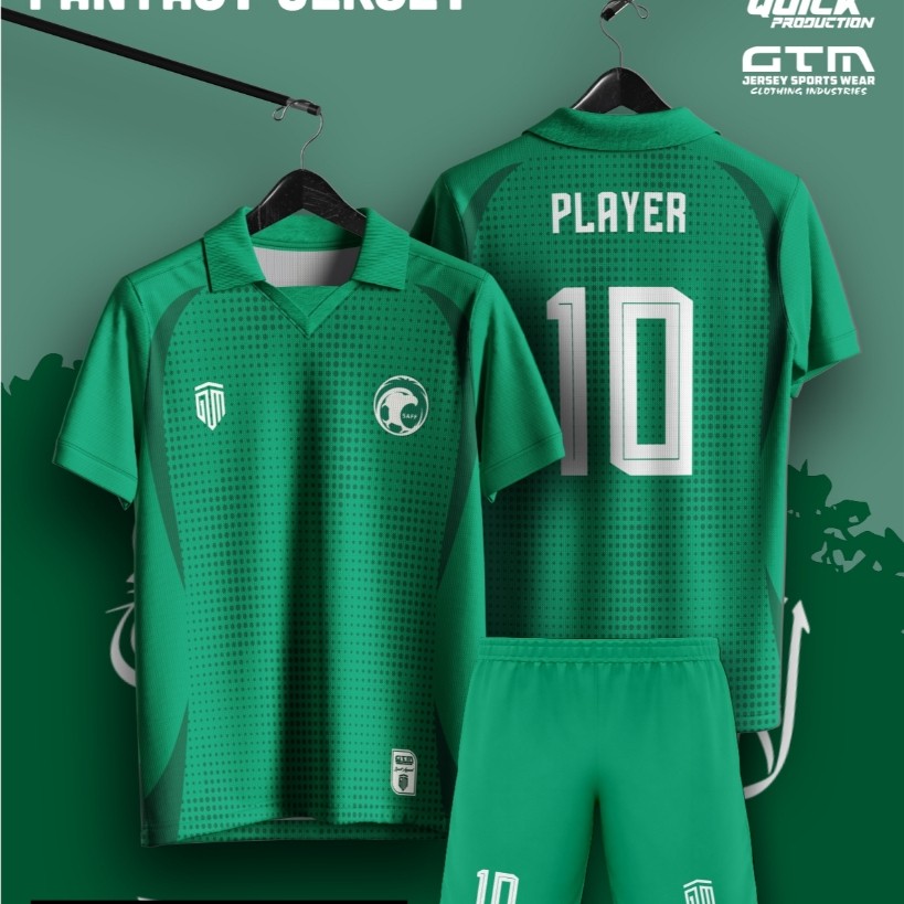 Jersey Fantasy Saudi Arabia Kerah Retro - Free Custom Design