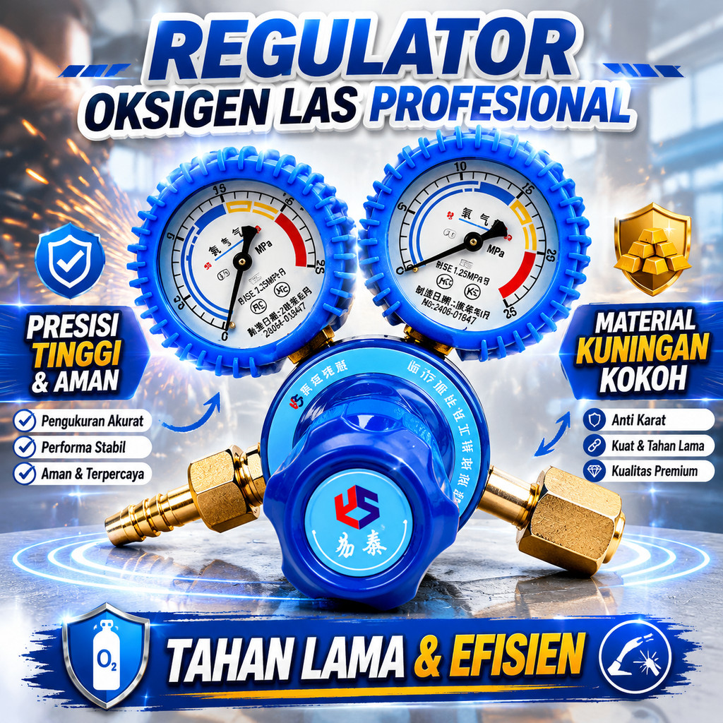 Regulator Oksigen Tekanan Tinggi Alat Pengatur Gas Las Berkualitas Tinggi Awet dan Tahan Lama