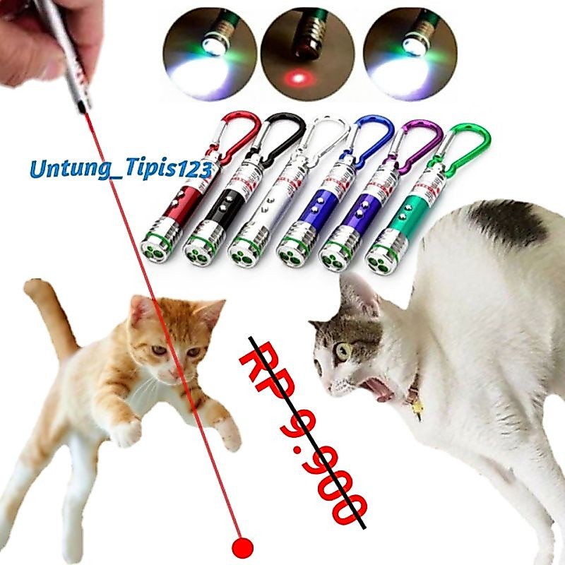 Laser mainan kucing Anjing 3 in 1 Senter premium mainan Anak termasuk batrai bonus plastik