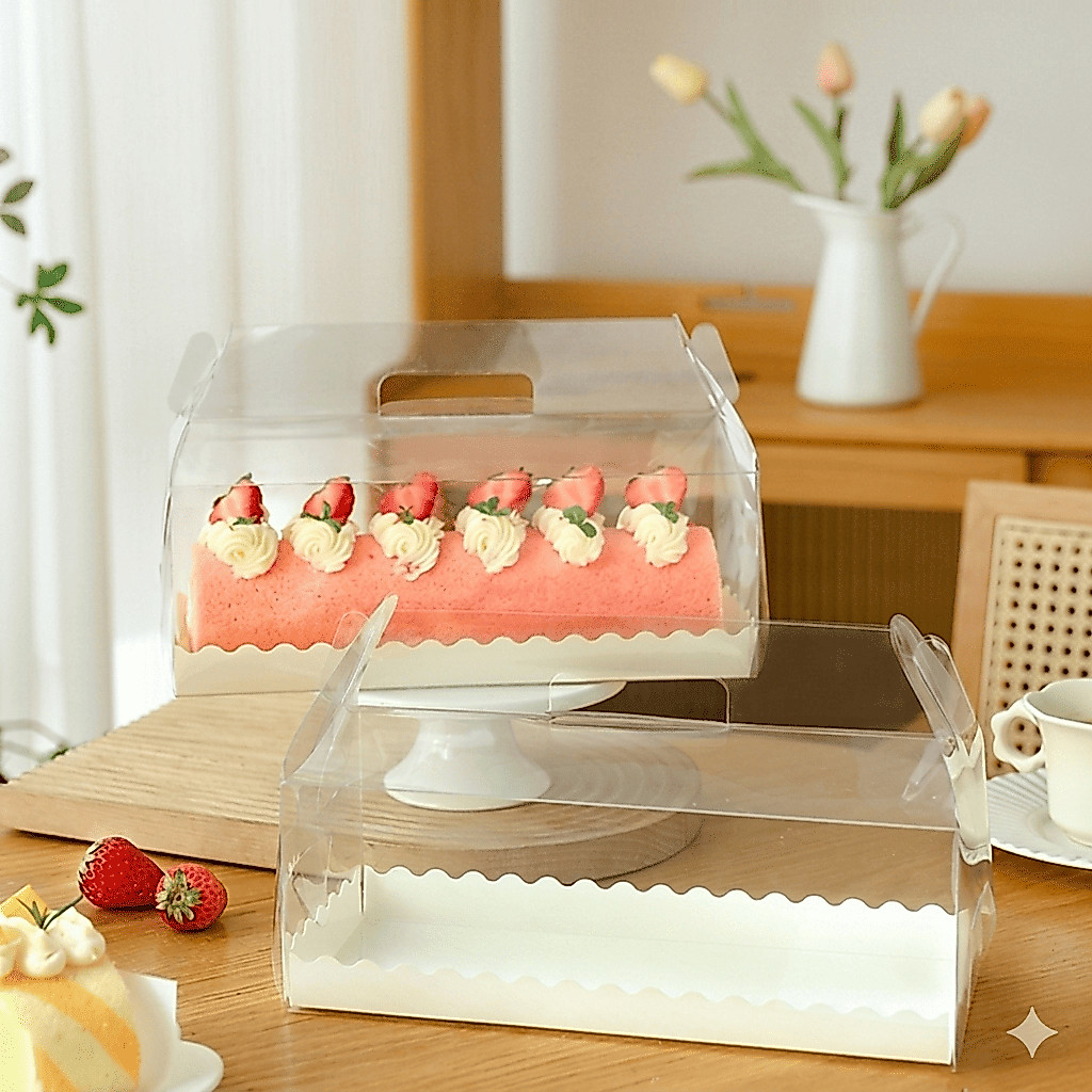 Box Mika transparan / Box kue / Kotak kue transparan / Box Mika Bolu Gulung / Box Mika GABLE / Box M