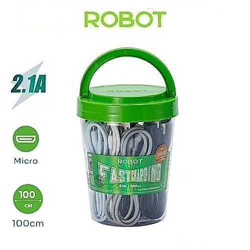 [ P.A889 ]- Kabel Data Micro USB ROBOT RBM100S 1 Toples 1M Colorful (1 Toples isi 10 pcs / Isi 20Pcs