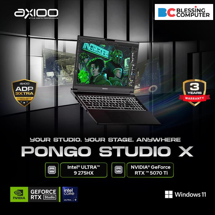 AXIOO PONGO STUDIO X Core Ultra 9 275HX 16GB 1TB 5070TI W11 BLACK