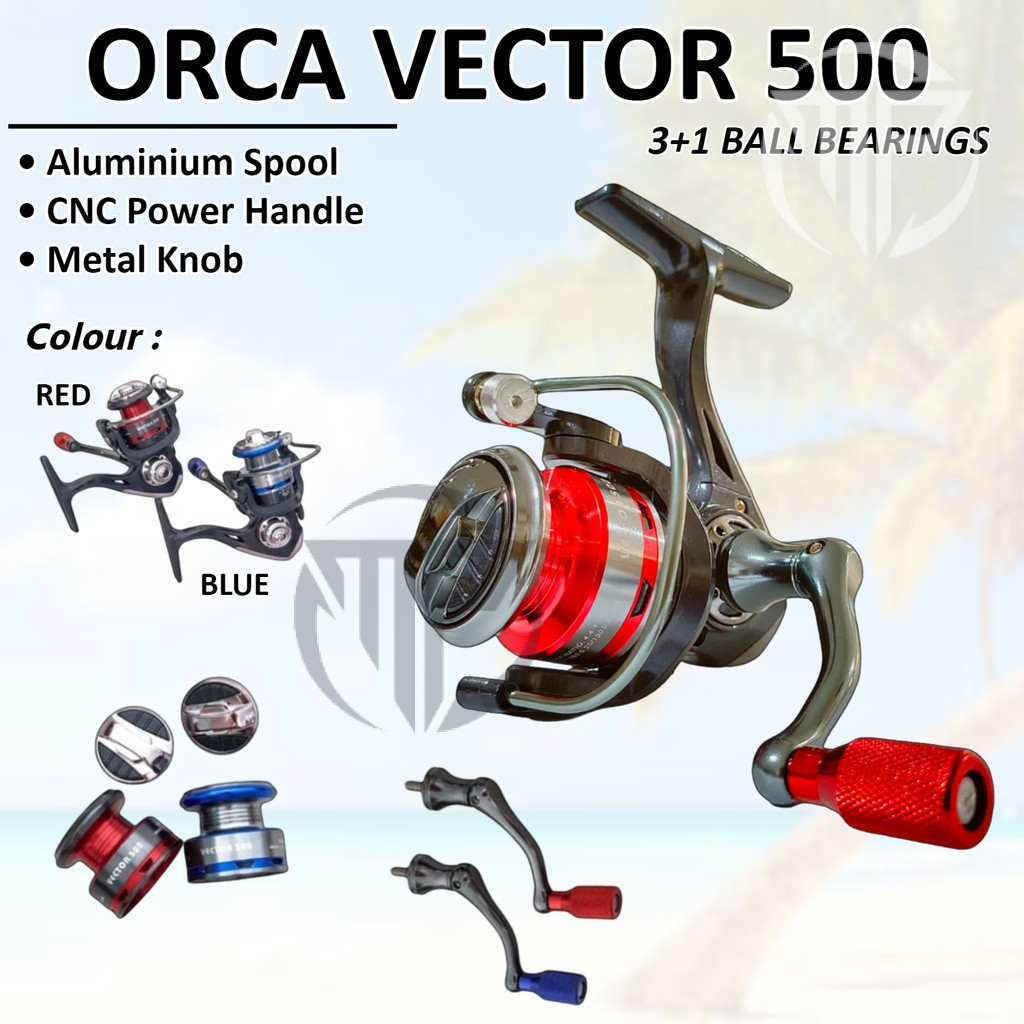 Reel Orca Vector 500 Rell Mini Ultralight Power Handle Aluminium Spool Ringan Super Kuat Murah