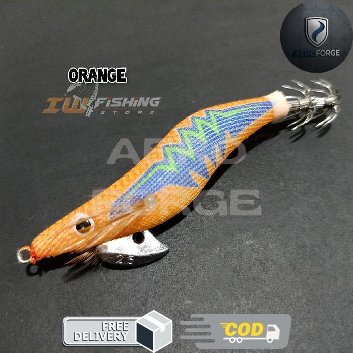 Lure egi umpan cumi cumi ukuran 2.5 dan 3.0 GID Umpan pancing cumi eging Jig - Orange, #2.5