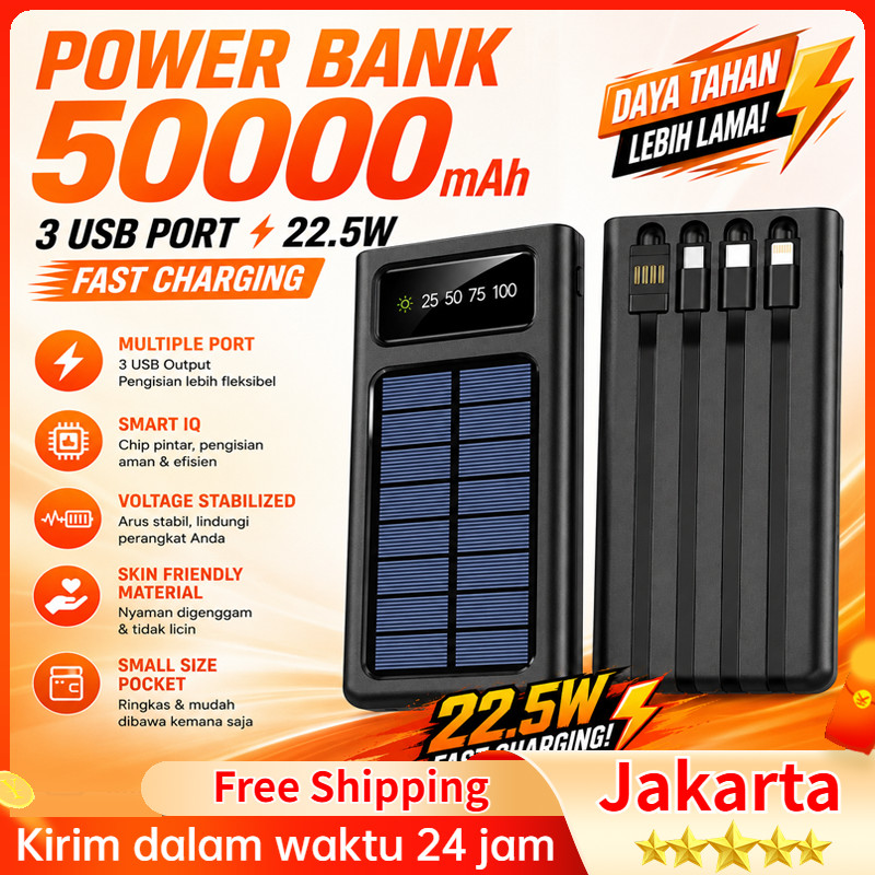 100000 mAh Powerbank Robot Power Bank Solar Cell Tenaga Surya Portable Led Indikator Multifungsi