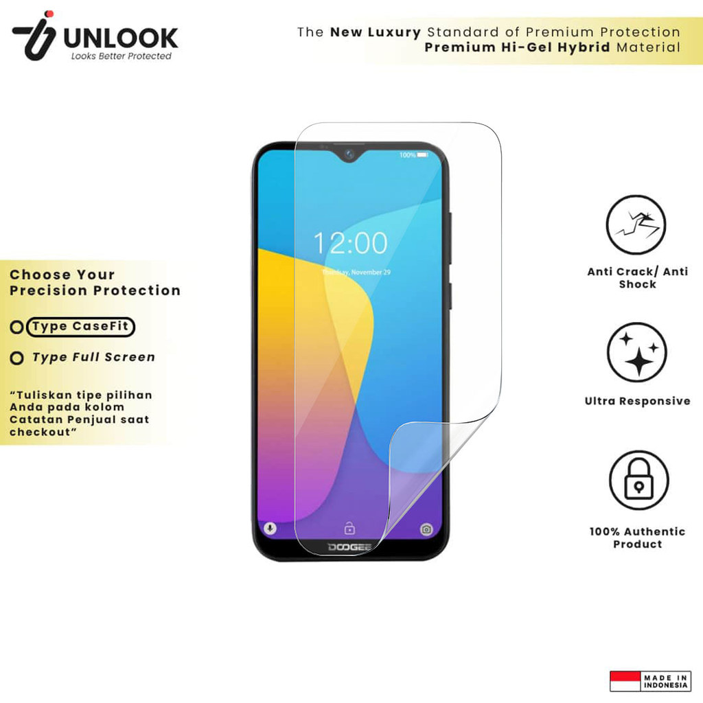 UNLOOK Hi-GEL HYBRID Hydrogel+ Screen Guard for Doogee Y8C, Y8 Plus, Y8, Y7 Plus, Y7, X98 Pro, X98, 
