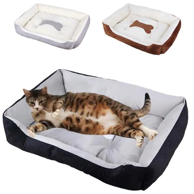 Soft Square Large Dog Sofa Elastic Dog House Cushion Winter Warm Medium Dog Bed Washable Cat Kennel 