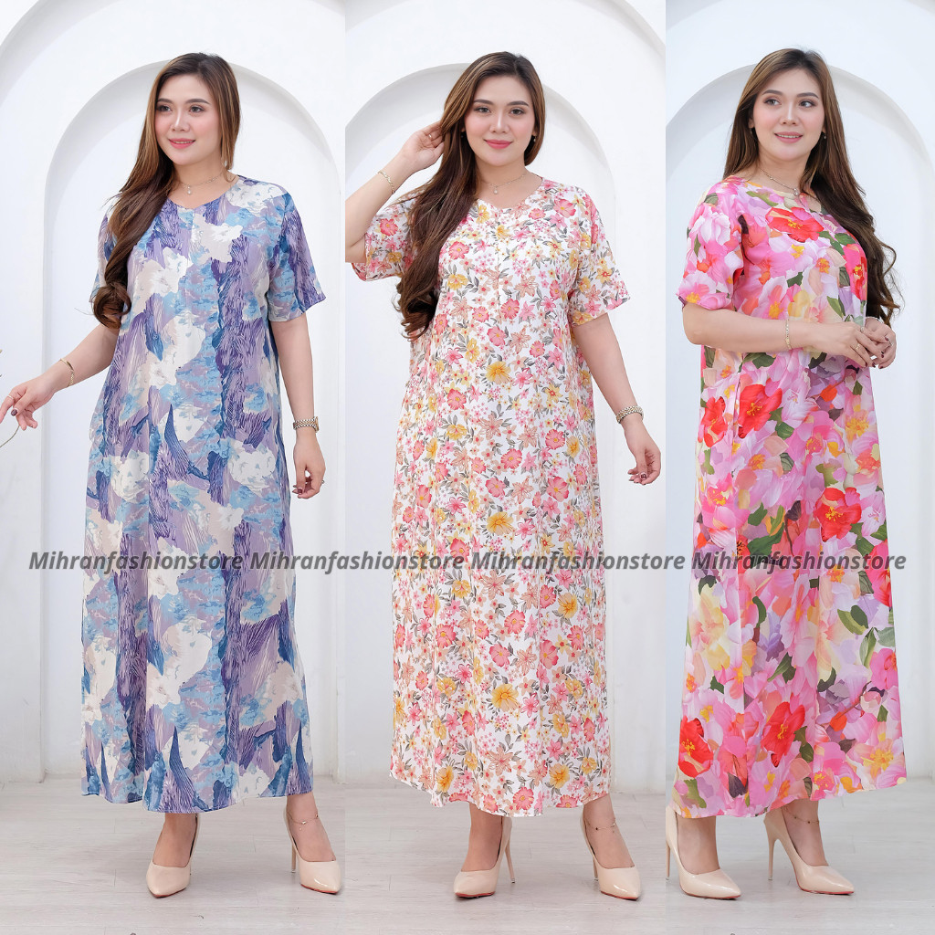 Daster Panjang Lengan Pendek Daster Jumbo Panjang Lengan Pendek