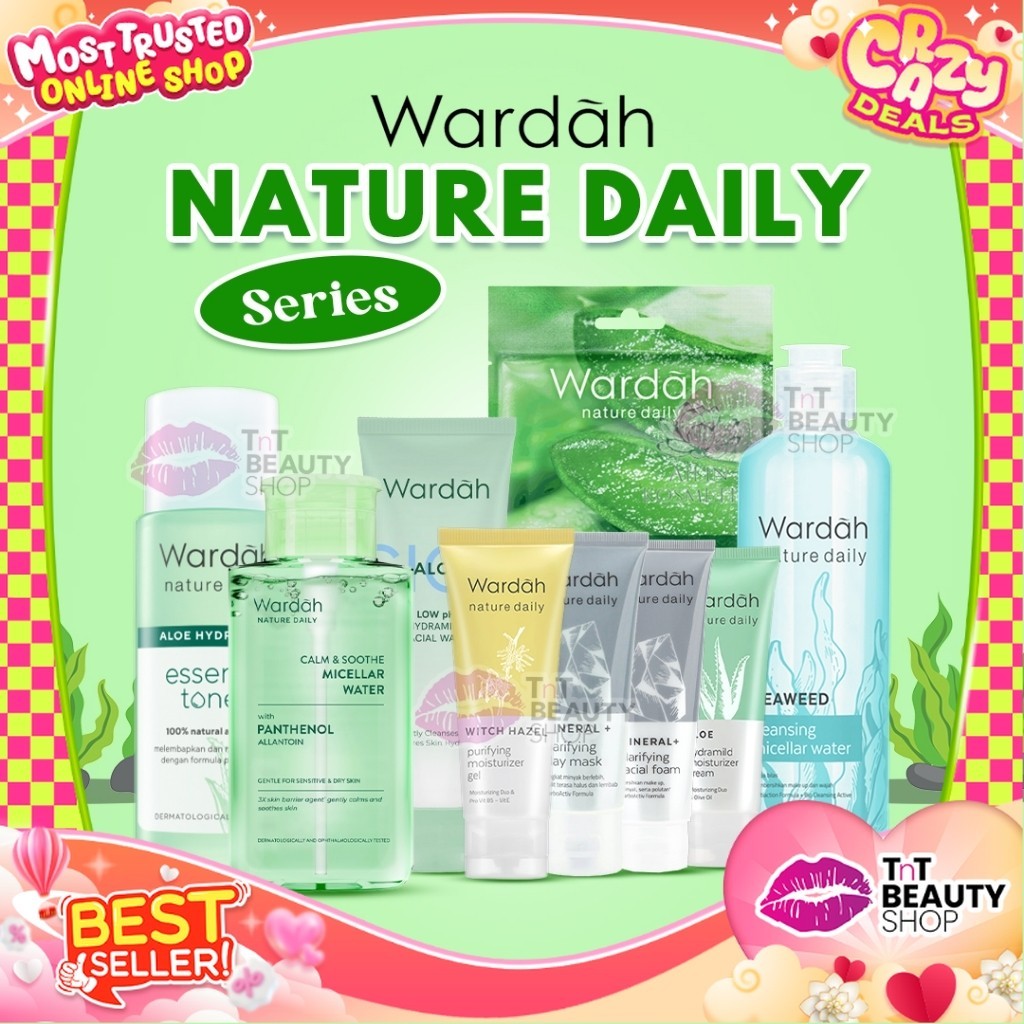 DIANARA_STORE Wardah Nature Daily SERIES | Clay Mask - Facial Wash - Moisturizer - Micellar Water