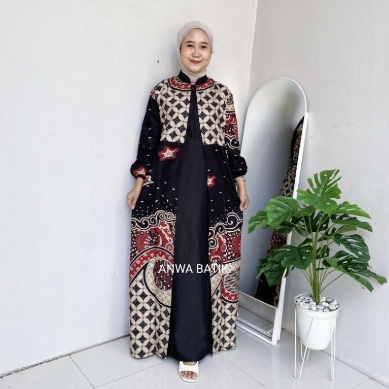HOT Gamis Batik Mix Moscrepe premium Wanita Busui Terbaru Gamis Batik Jumbo LD 130cm