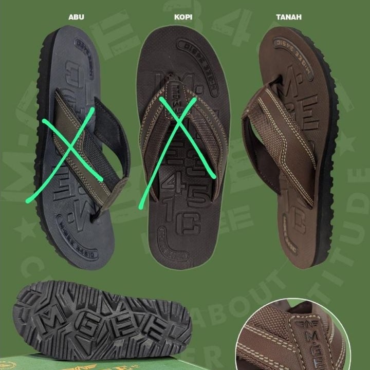 Sandal Japit Pria Mgee Rover Warna Abu Dan Tanah Size 39-43 / Mgee Original