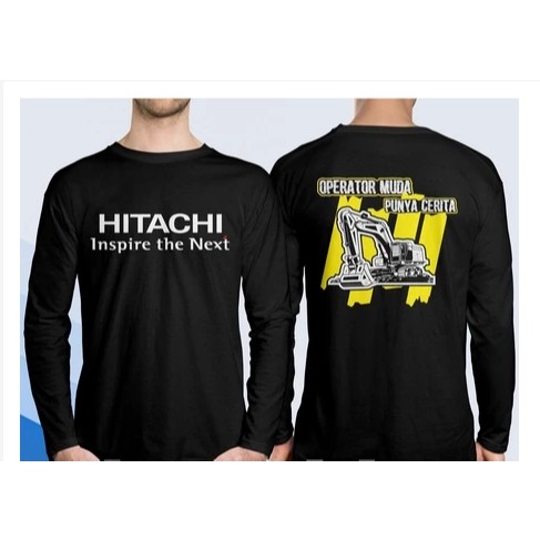 Kaos Baju Alat Berat Hitachi Operator Muda Excavator Lengan Panjang || Kaos Alat Berat Distro