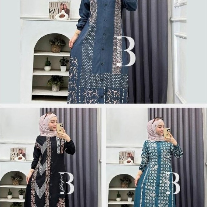 Gamis Twill Rayon Premium Ori Pekalongan Gamis Twill Jumbo Model Full Kancing Depan