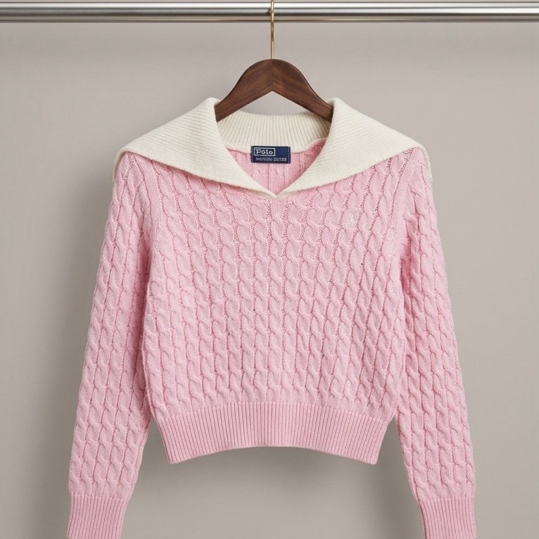 Sweater Rajut Kepang Polo Ralph Lauren Sailor Collar Knit