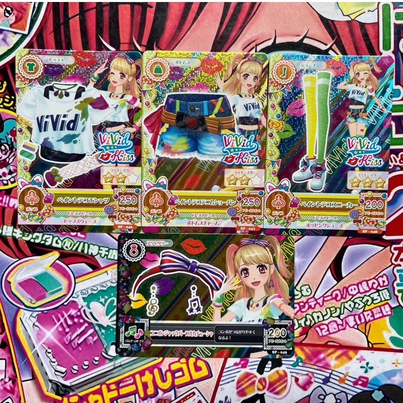Kartu Aikatsu Mikuru Natsuki Vivid Kiss Paint Deco Coord Binder Koper Jepang Original Tops Bottoms S