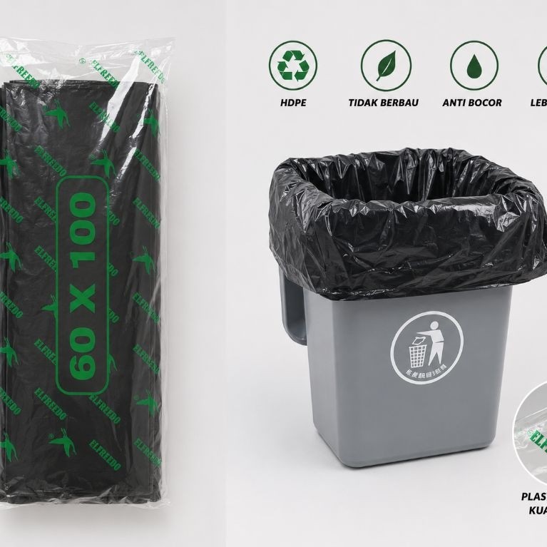 Kantong plastik sampah hitam ukuran 60x100 // TRASHBAG HD biasa