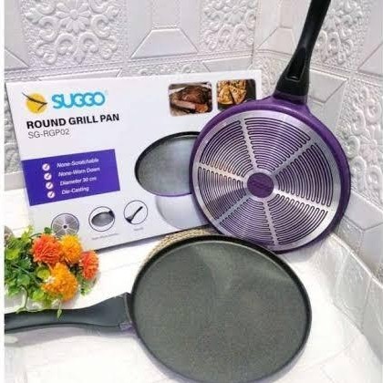Round Grill Pan Pizza Suggo / Panggangan Teflon Serbaguna